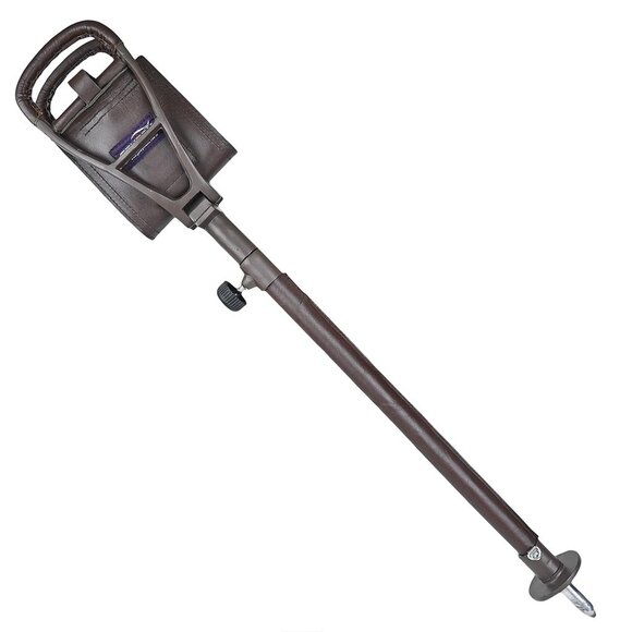 Adjustable Leather Walking Coffee Brown Stick Folding Seat Outdoor adventure - Picture 7 of 15